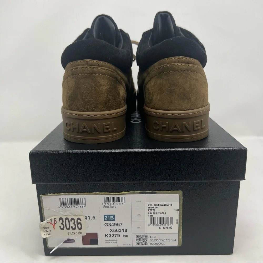 Chanel Suede Logo Strap Low Top Sneakers Size 41.5 / 10.5 NEW WITH BOX - Picture 10 of 16